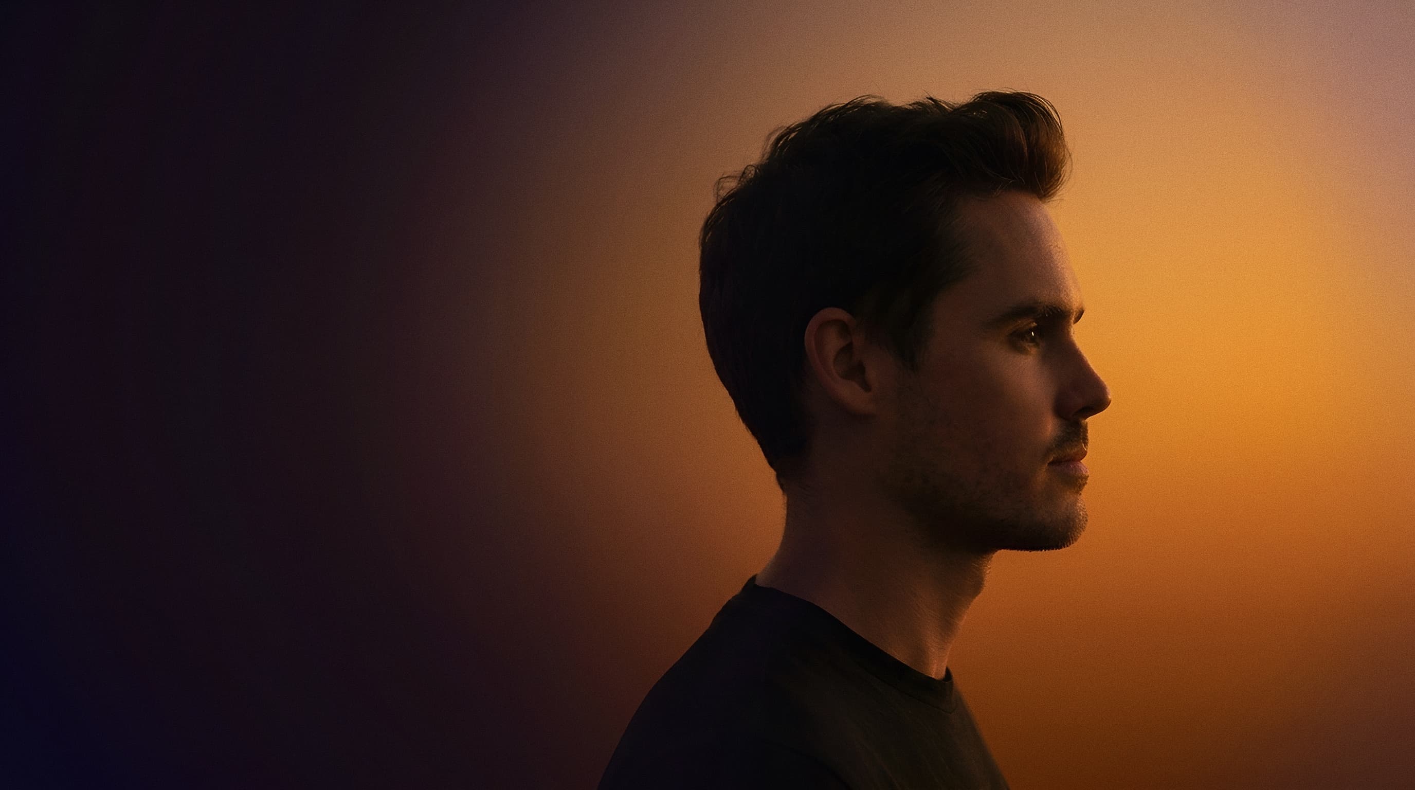 Tyren Temple, photographed in profile at golden hour